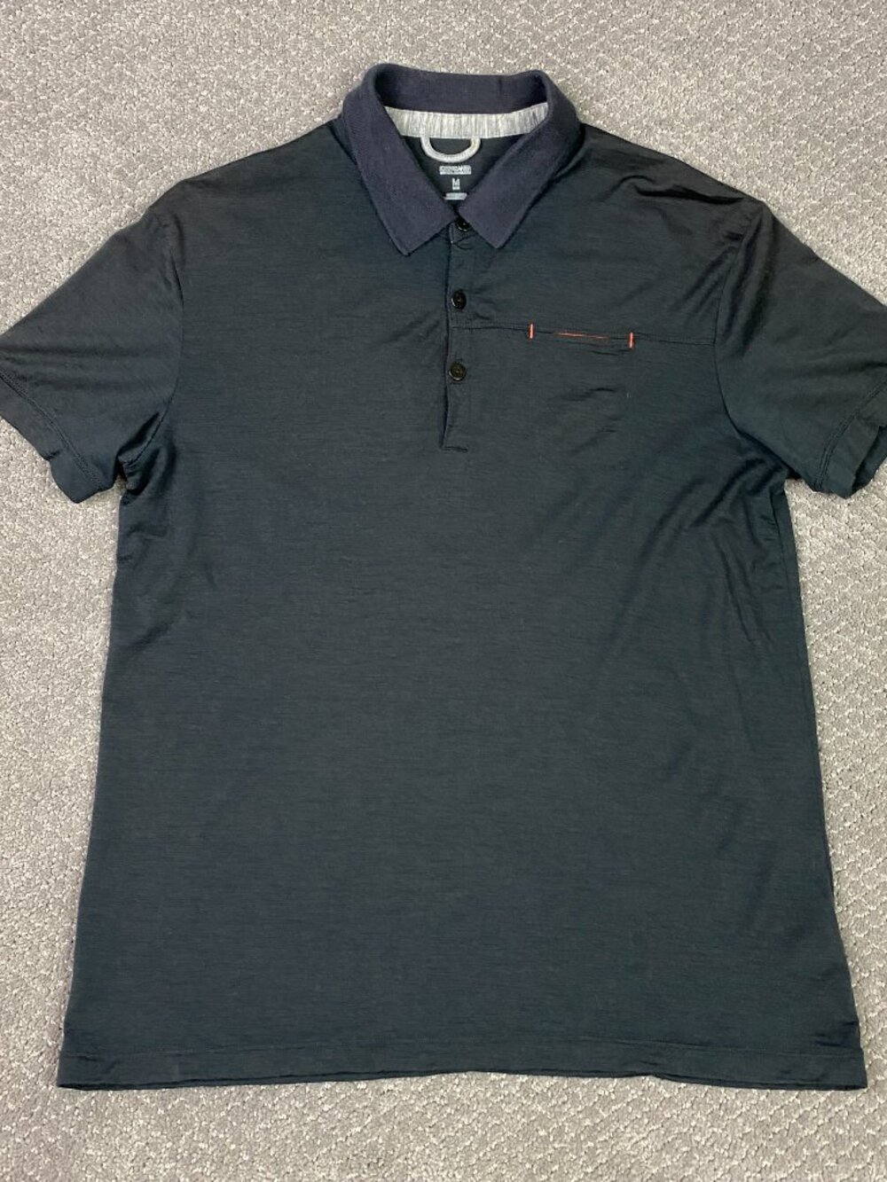 Icebreaker Merino Polo Shirt Mens Medium Charcoal Gray Merino Wool Chest Pocket